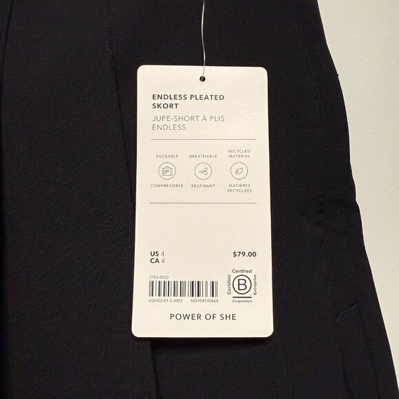 Athleta Black Endless Pleated Skort NWT 4 Work Athleisure - Picture 3 of 6